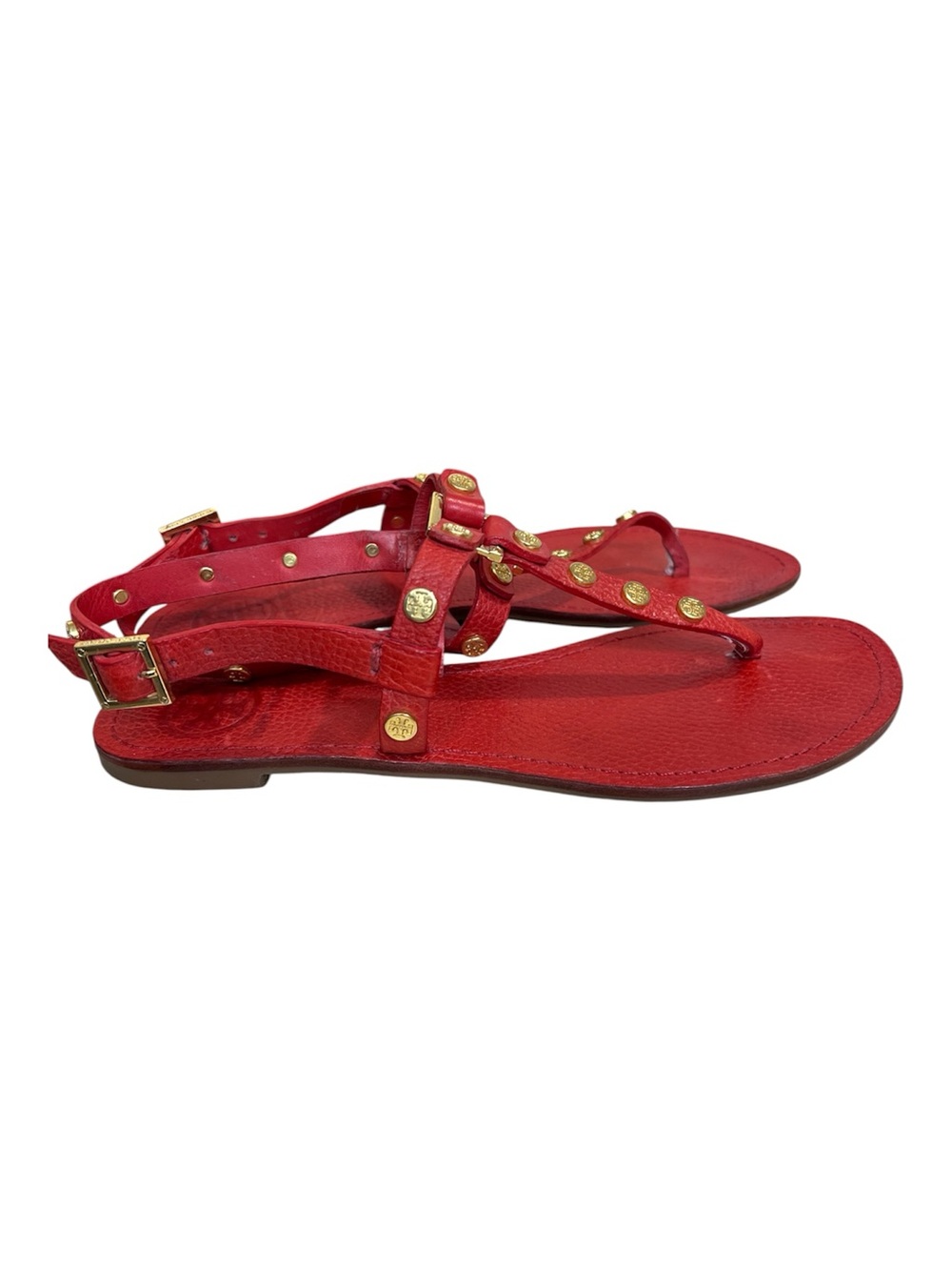 Tory Burch Red Leather Studded Thong Sandals